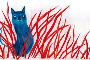 gato azul pintura de gato, realista, autor